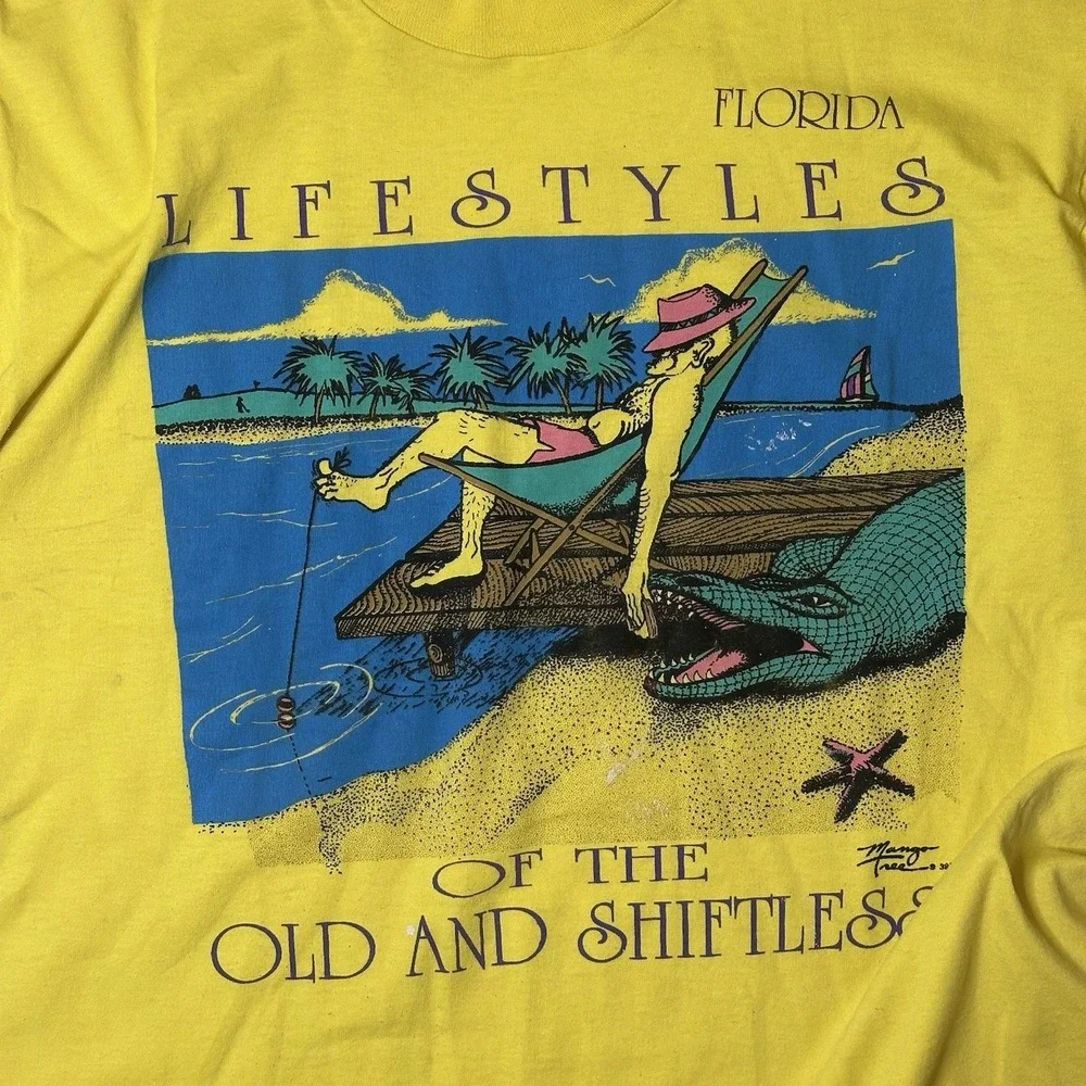 VTG 90s Florida Lifestyles Old and Shiftless T Shirt XL USA Made Single Stitch - Picture 2 of 13